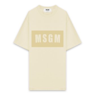 MSGM | LOGO BOX CREW NECK T-SHIRT / BEIGE