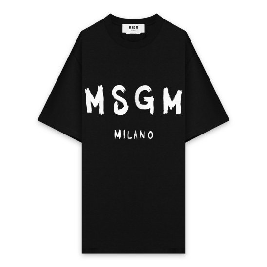 MSGM | BRUSHED LOGO CREW NECK T-SHIRT / BLACK