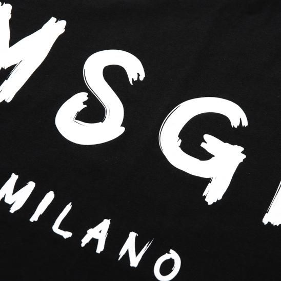 MSGM | BRUSHED LOGO CREW NECK T-SHIRT / BLACK