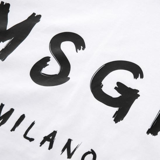 MSGM | BRUSHED LOGO LONG SLEEVED T-SHIRT / WHITE