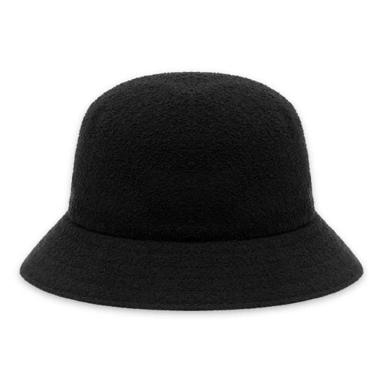 YOHJI YAMAMOTO X NEW ERA | BLACK KNIT BUCKET01 TROPICAL LEATHER PATCH / BLACK