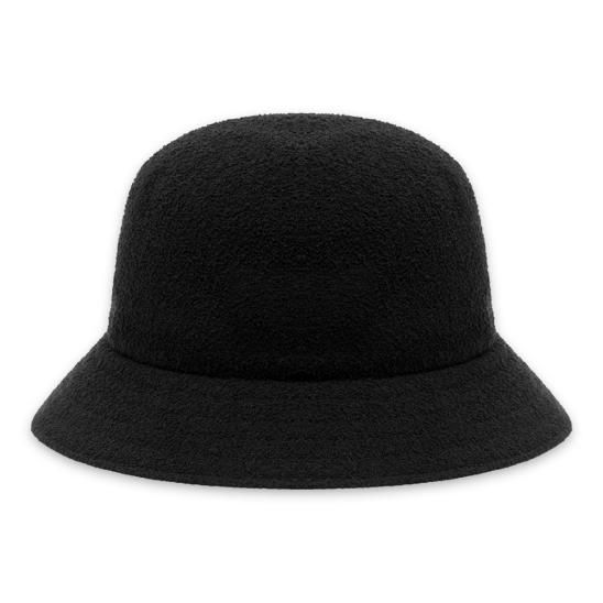 YOHJI YAMAMOTO X NEW ERA | BLACK KNIT BUCKET01 TROPICAL LEATHER PATCH / BLACK