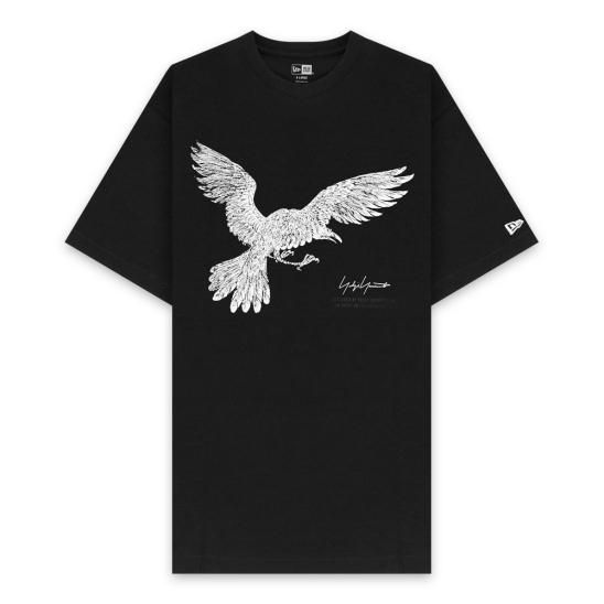 YOHJI YAMAMOTO X NEW ERA | CROW PRINT SHORT SLEEVES COTTON TEE / BLACK