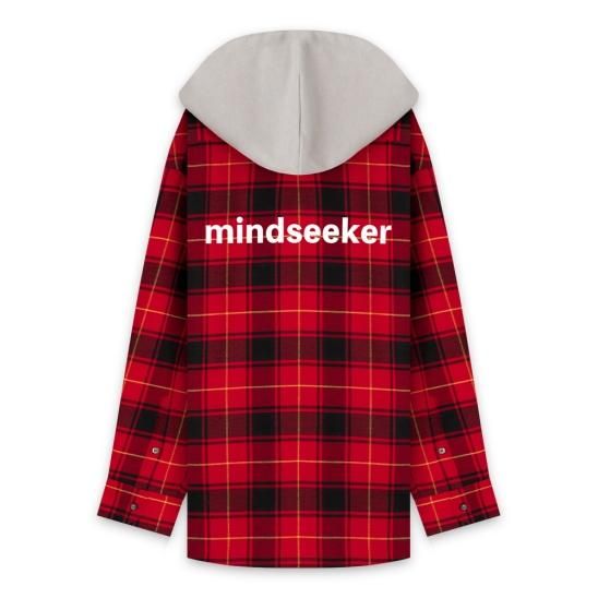 MINDSEEKER | NEW BASIC LOGO HOOD FLANNEL SHIRT / RED