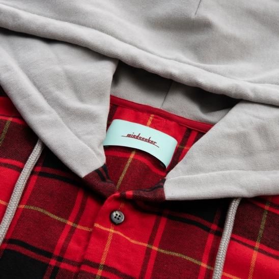 MINDSEEKER | NEW BASIC LOGO HOOD FLANNEL SHIRT / RED