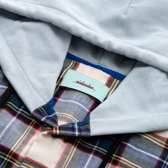 MINDSEEKER | NEW BASIC LOGO HOOD FLANNEL SHIRT / BLUE