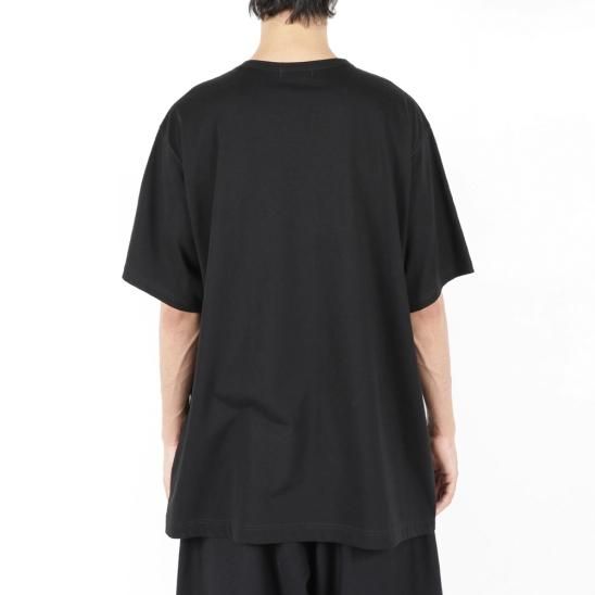 YOHJI YAMAMOTO | ULTIMA DENSE PLAIN STITCH WOMAN PRINT SHORT SLEEVES / BLACK