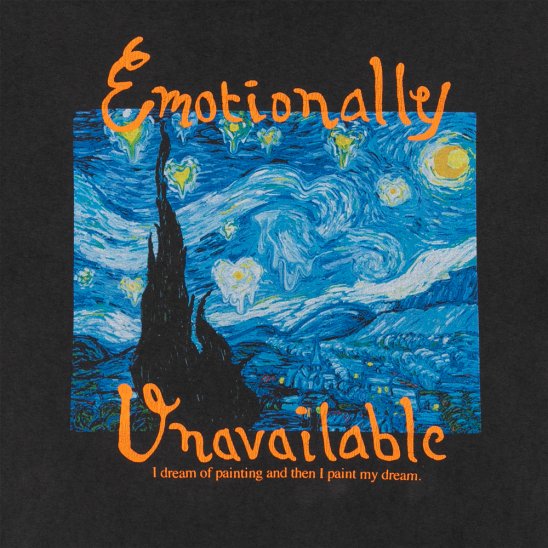 EMOTIONALLY UNAVAILABLE | HEARRTY NIGHT TEE / CHARCOAL