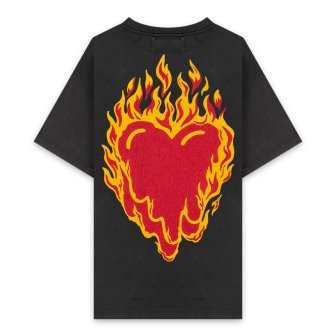 EMOTIONALLY UNAVAILABLE | HEARTS ON FIRE TEE / CHARCOAL