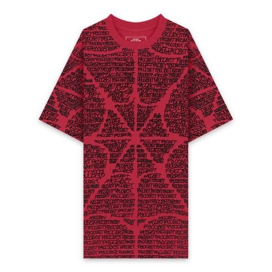 RASSVET | MENS SPIDER WEB TSHIRT KNIT / RED BLACK