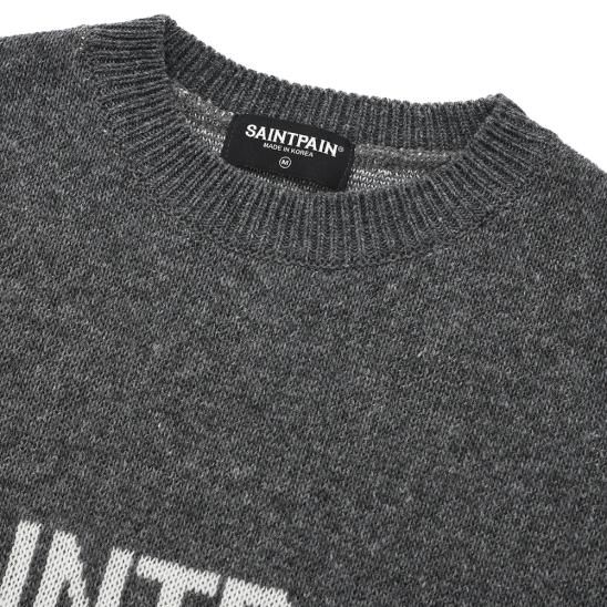 SAINTPAIN | SP SOFT JACQUARD LOGO KNIT / CHARCOAL