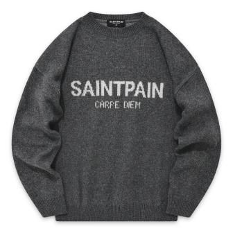 SAINTPAIN | SP SOFT JACQUARD LOGO KNIT / CHARCOAL