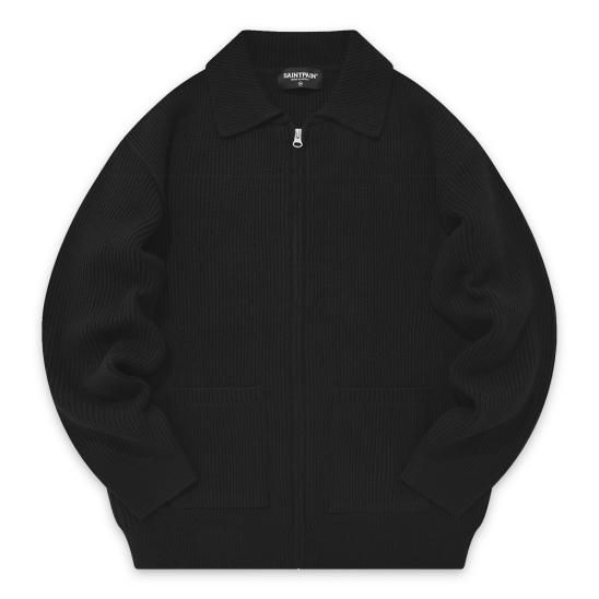 SAINTPAIN | SP PBT COLLAR ZIPUP KNIT JACKET / BLACK