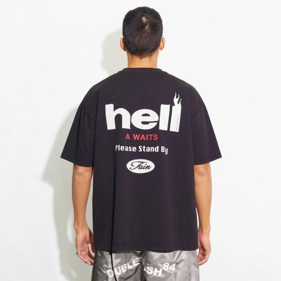 TAIN DOUBLE PUSH | HELL A WAITS SHORT SLEEVE T-SHIRTS / BLACK