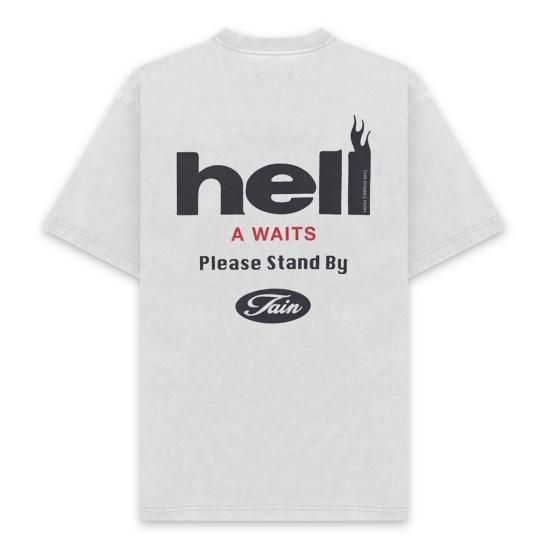 TAIN DOUBLE PUSH | HELL A WAITS SHORT SLEEVE T-SHIRTS / WHITE