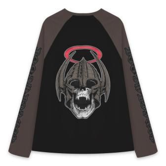 MAYO | FORGET ME NOT SKULL EMBROIDERY RAGLAN LONG SLEEVE TEE / BLACK X GRAY