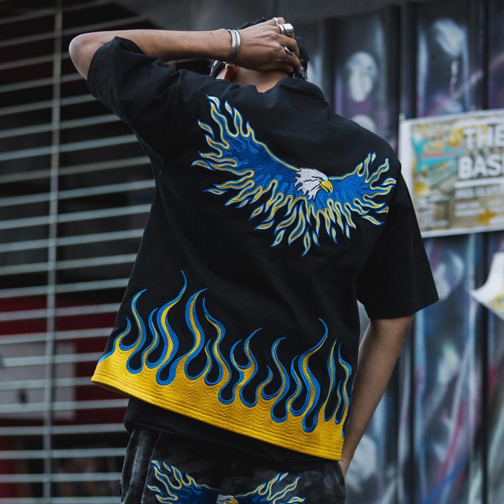 MAYO | MAYO FIRE EAGLE EMBROIDERY SHORT SLEEVE TEE / BLACK