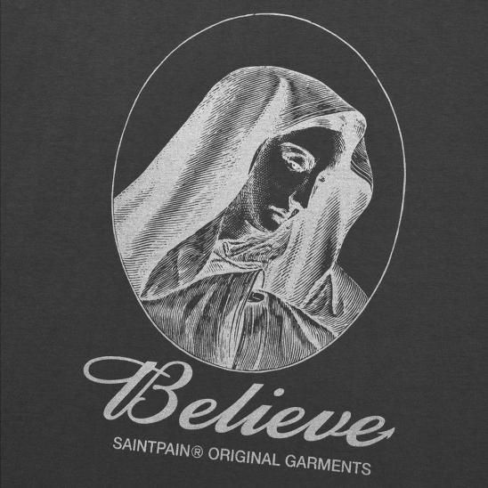 SAINTPAIN | SP BEILEVE MARY T-SHIRTS / CHARCOAL