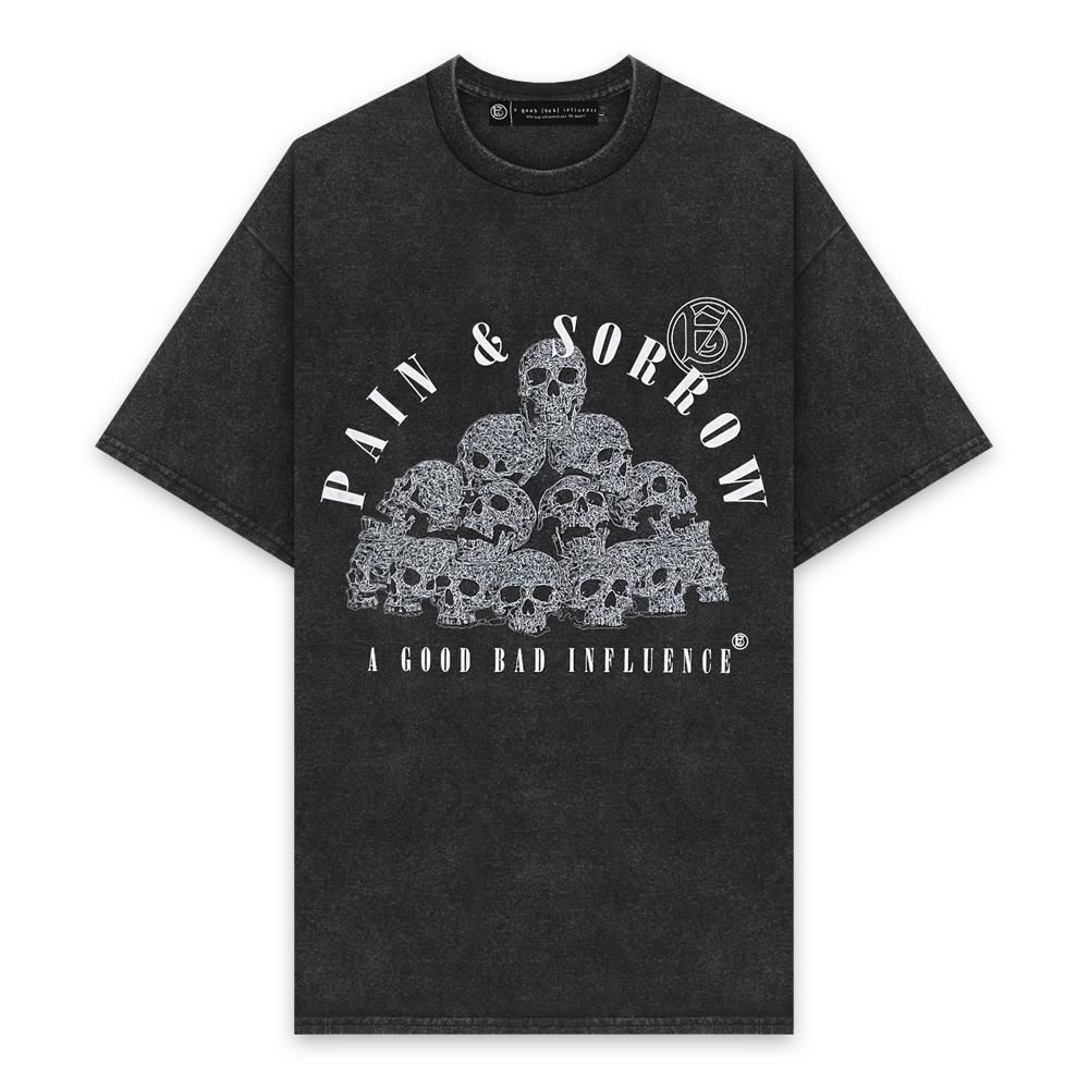 A GOOD BAD INFLUENCE | PAIN&SORROW WASHED T-SHIRT / BLACK