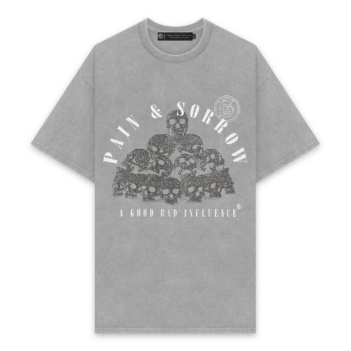 A GOOD BAD INFLUENCE | PAIN&SORROW WASHED T-SHIRT / GREY