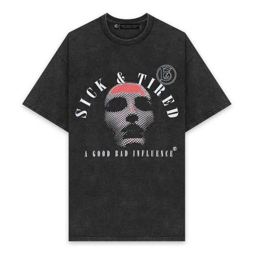A GOOD BAD INFLUENCE | SICK&TIRED WASHED T-SHIRT / BLACK