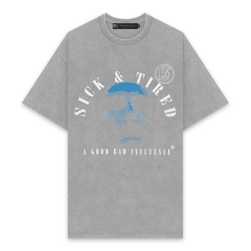 A GOOD BAD INFLUENCE | SICK&TIRED WASHED T-SHIRT / GREY