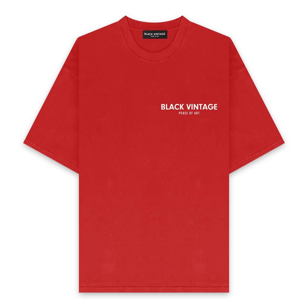 BLACK VINTAGE | ESSENTIAL SS TEE(6.2oz) / RED