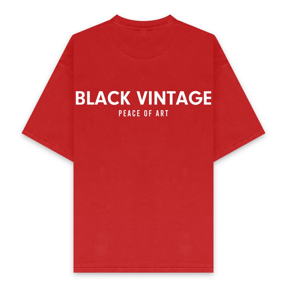 BLACK VINTAGE | ESSENTIAL SS TEE(6.2oz) / RED
