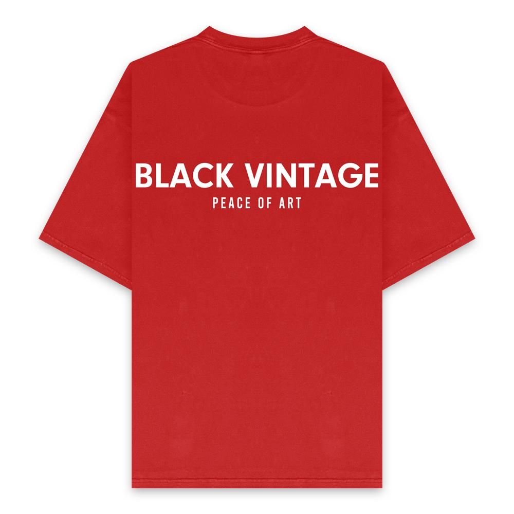 BLACK VINTAGE | ESSENTIAL SS TEE(6.2oz) / RED