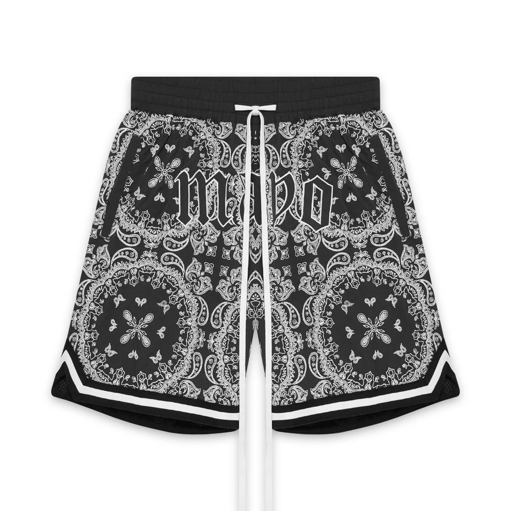 MAYO | MAYO PAISLEY EMBROIDERY SHORTS / BLACK