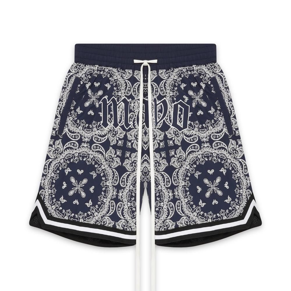 MAYO | MAYO PAISLEY EMBROIDERY SHORTS / BLUE