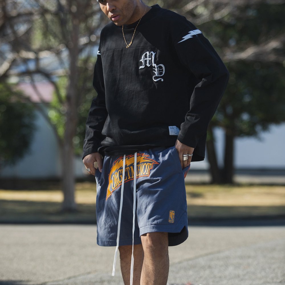 MAYO | FORGET ME NOT THUNDER EMBROIDERY SHORTS / NAVY