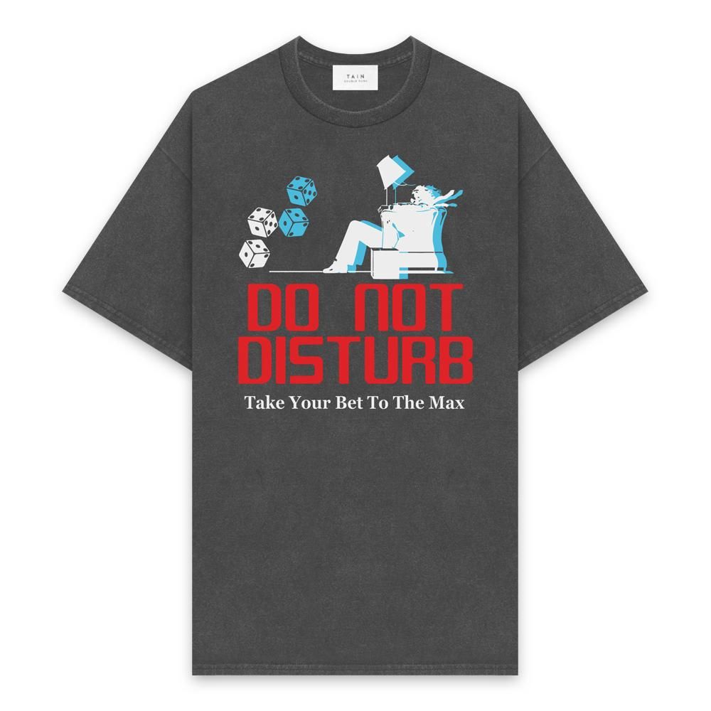 TAIN DOUBLE PUSH | DO NOT DISTURB SHORT SLEEVE T-SHIRTS / CHARCOAL