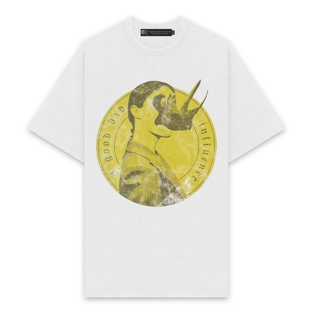 A GOOD BAD INFLUENCE | HARD FACE WASHED T-SHIRT / WHITE