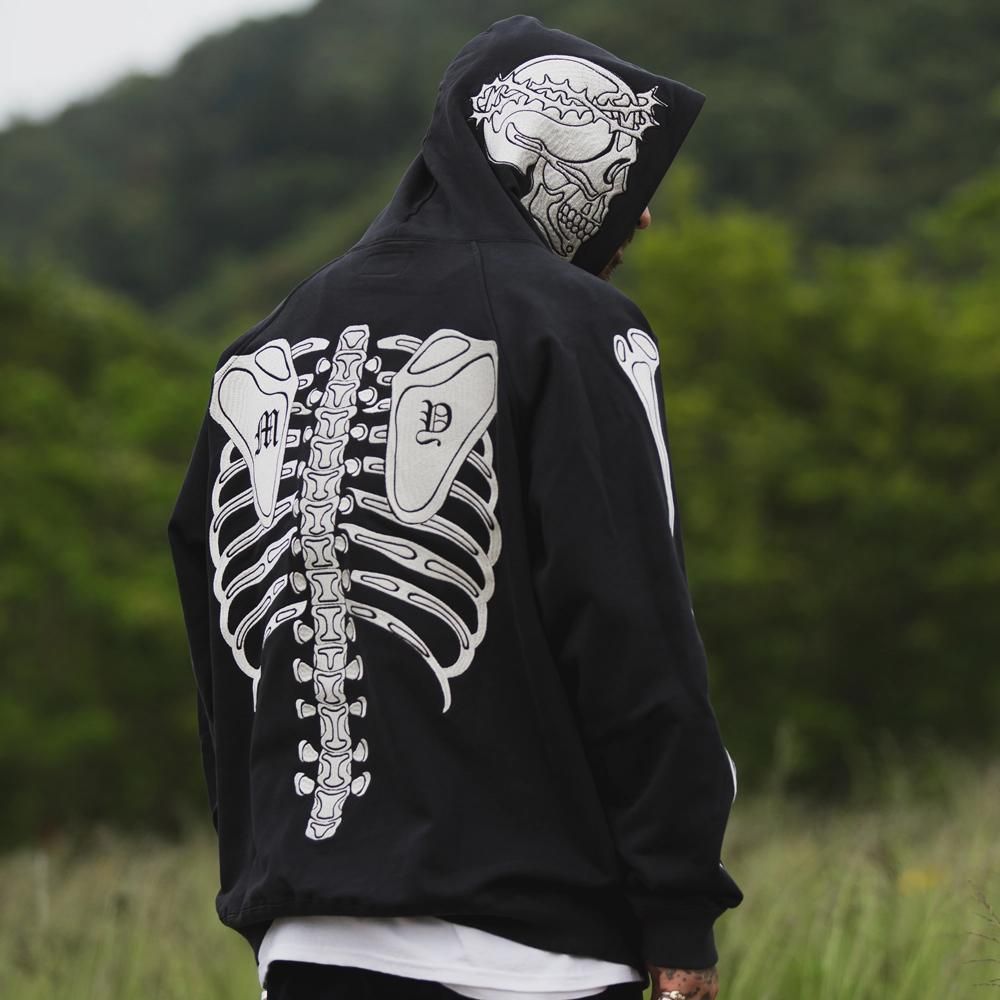 MAYO | BONES EMBROIDERY HOODIE / BLACK