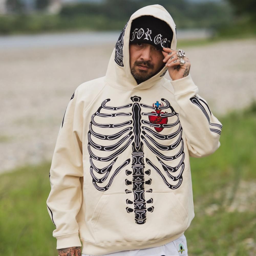 MAYO | BONES EMBROIDERY HOODIE / OFF WHITE