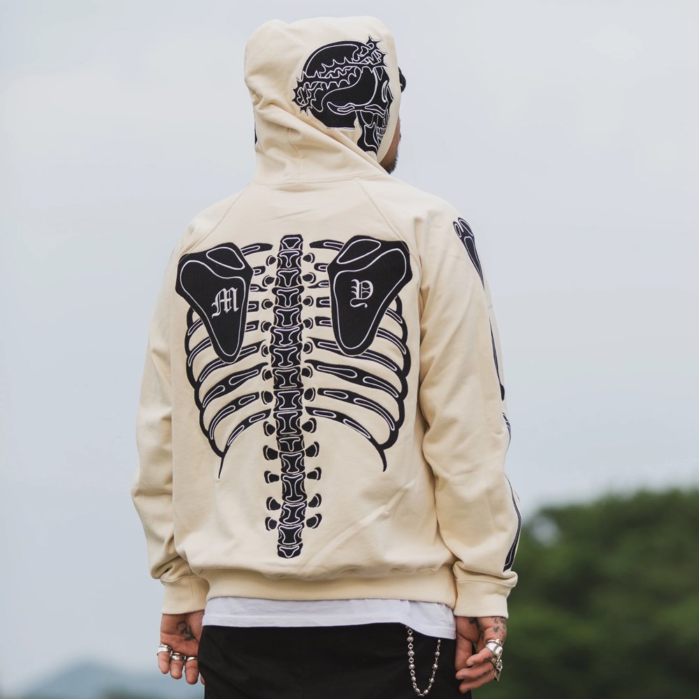 MAYO | BONES EMBROIDERY HOODIE / OFF WHITE