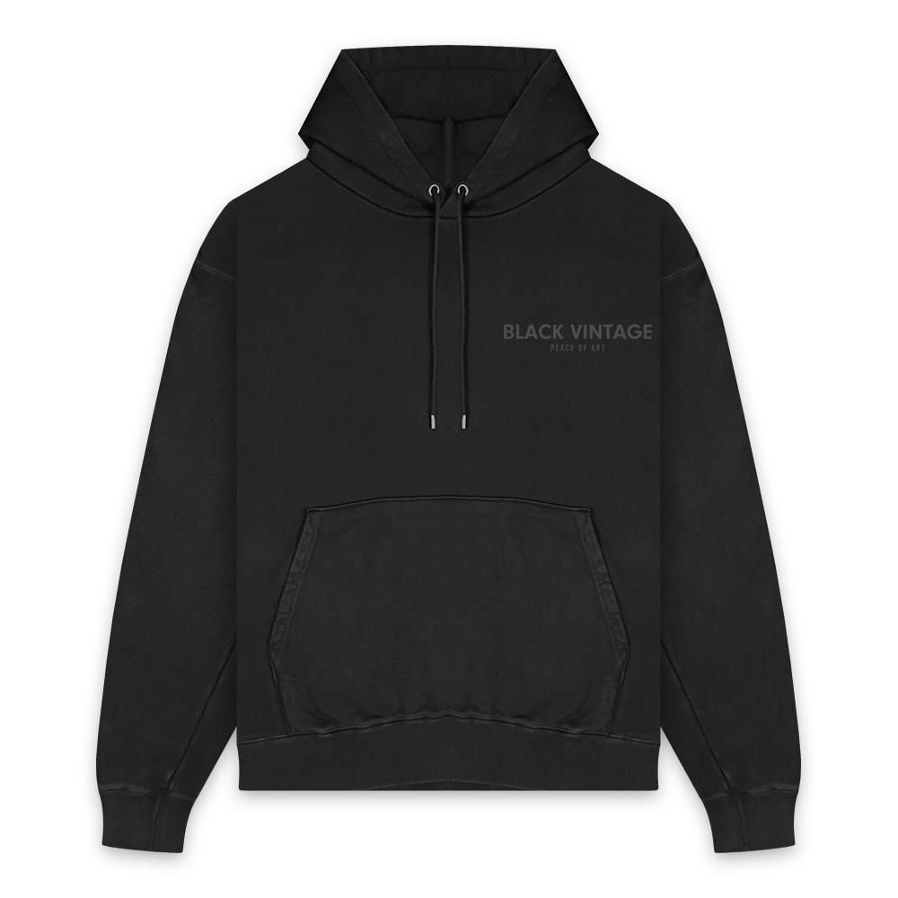 BLACK VINTAGE | ESSENTIAL VINTAGE PULLOVER HOODIE(10.0oz) / BLACK