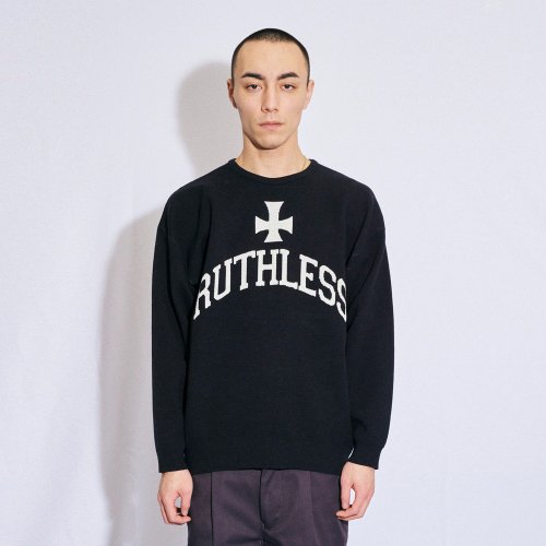 TAIN DOUBLE PUSH | RUTHLESS KNIT CREW NECK / BLACK