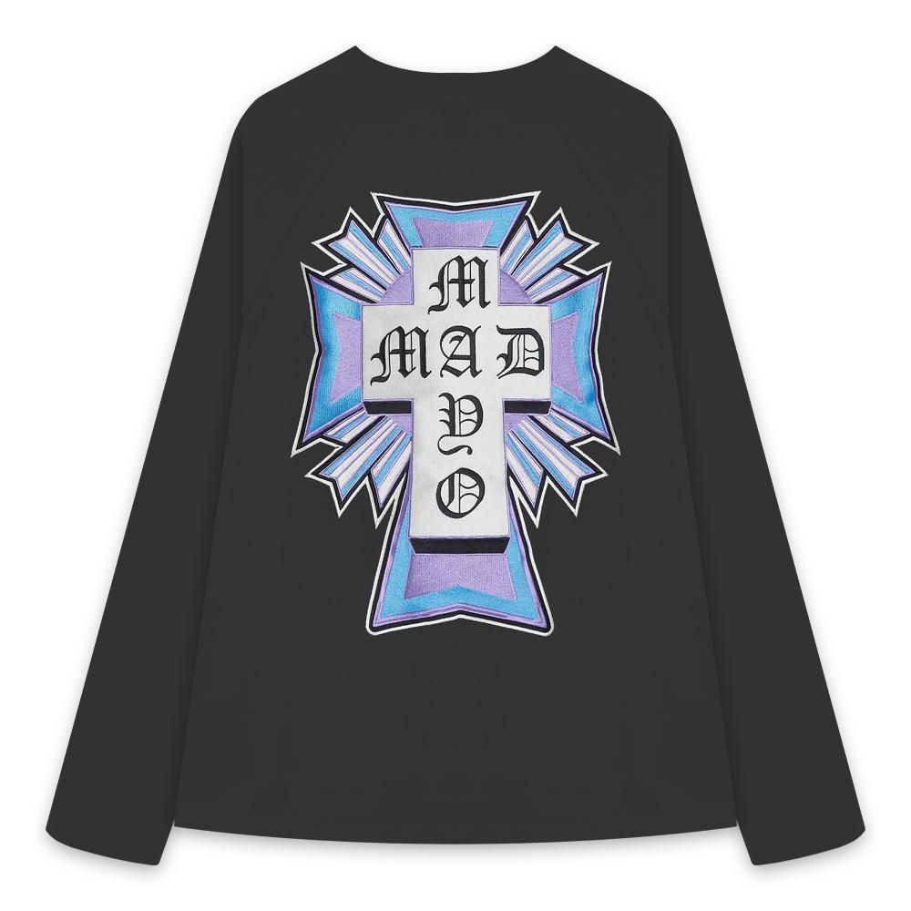 MAYO | CROSS EMBROIDERY RAGLAN LONG SLEEVE TEE / BLACK