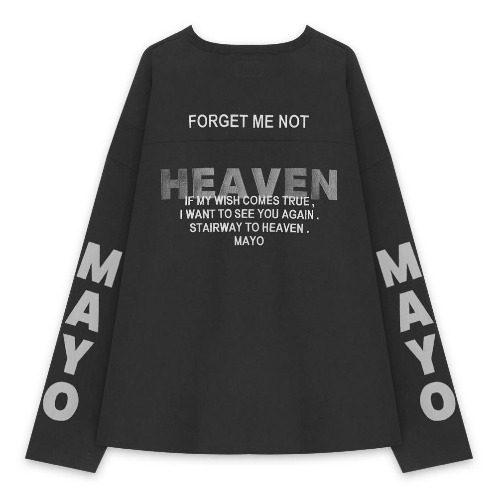 MAYO | HELL & HEAVEN EMBROIDERY FOOTBALL LONG SLEEVE TEE / BLACK