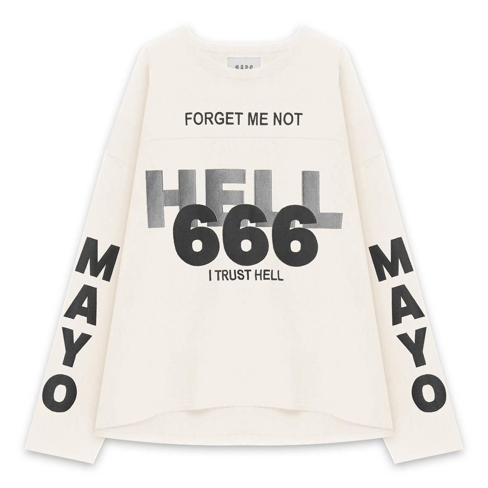 MAYO | HELL & HEAVEN EMBROIDERY FOOTBALL LONG SLEEVE TEE / OFF WHITE