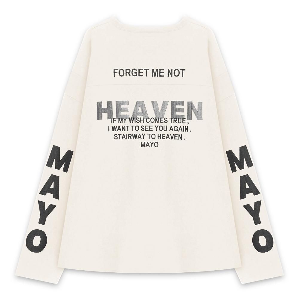 MAYO | HELL & HEAVEN EMBROIDERY FOOTBALL LONG SLEEVE TEE / OFF WHITE