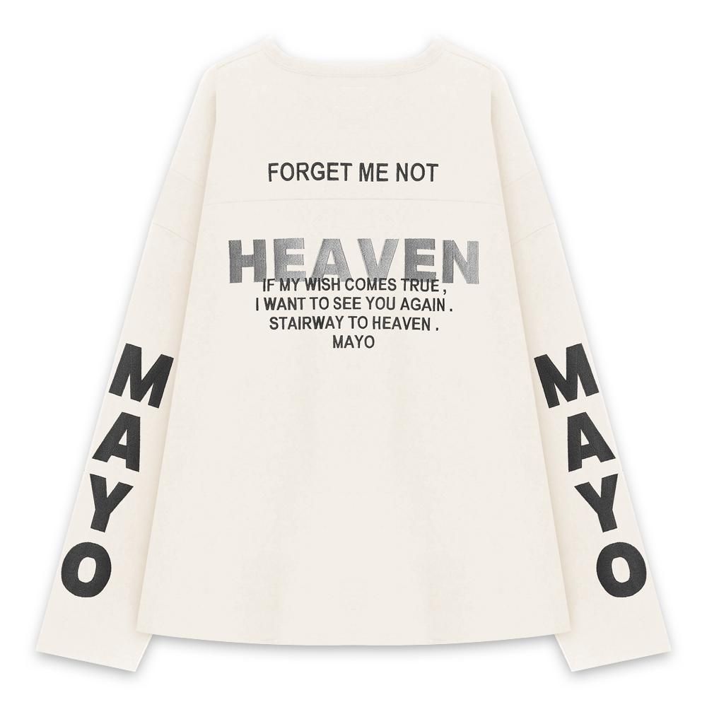 MAYO | HELL & HEAVEN EMBROIDERY FOOTBALL LONG SLEEVE TEE / OFF WHITE