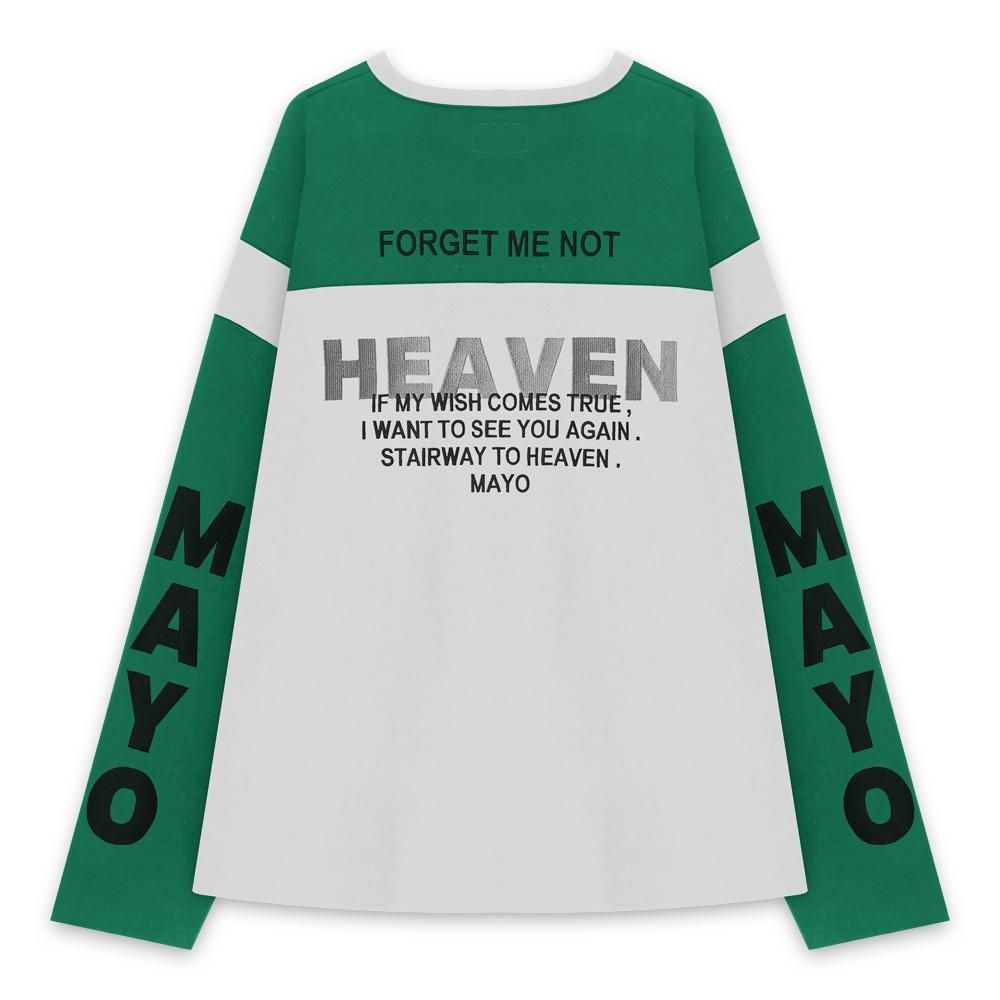 MAYO | HELL & HEAVEN EMBROIDERY FOOTBALL LONG SLEEVE TEE / GREEN