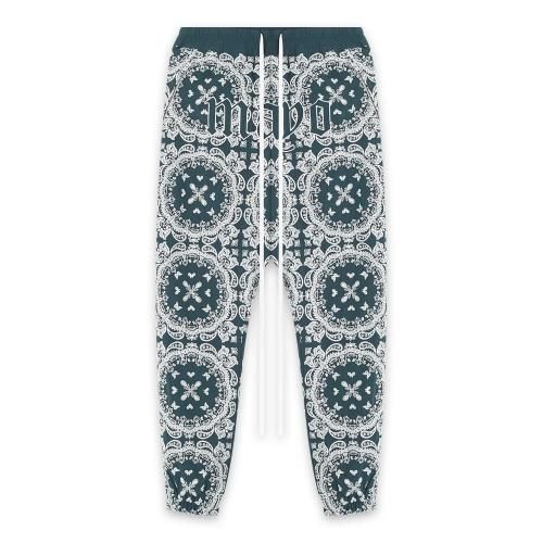 MAYO | PAISLEY EMBROIDERY NYLON LOUNGE PANTS / GREEN