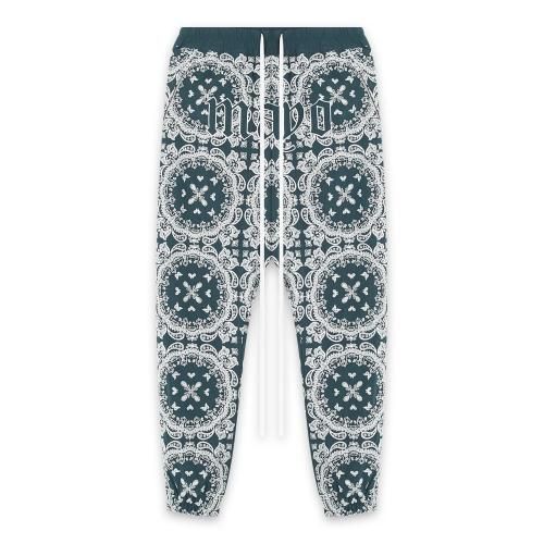 MAYO | PAISLEY EMBROIDERY NYLON LOUNGE PANTS / GREEN