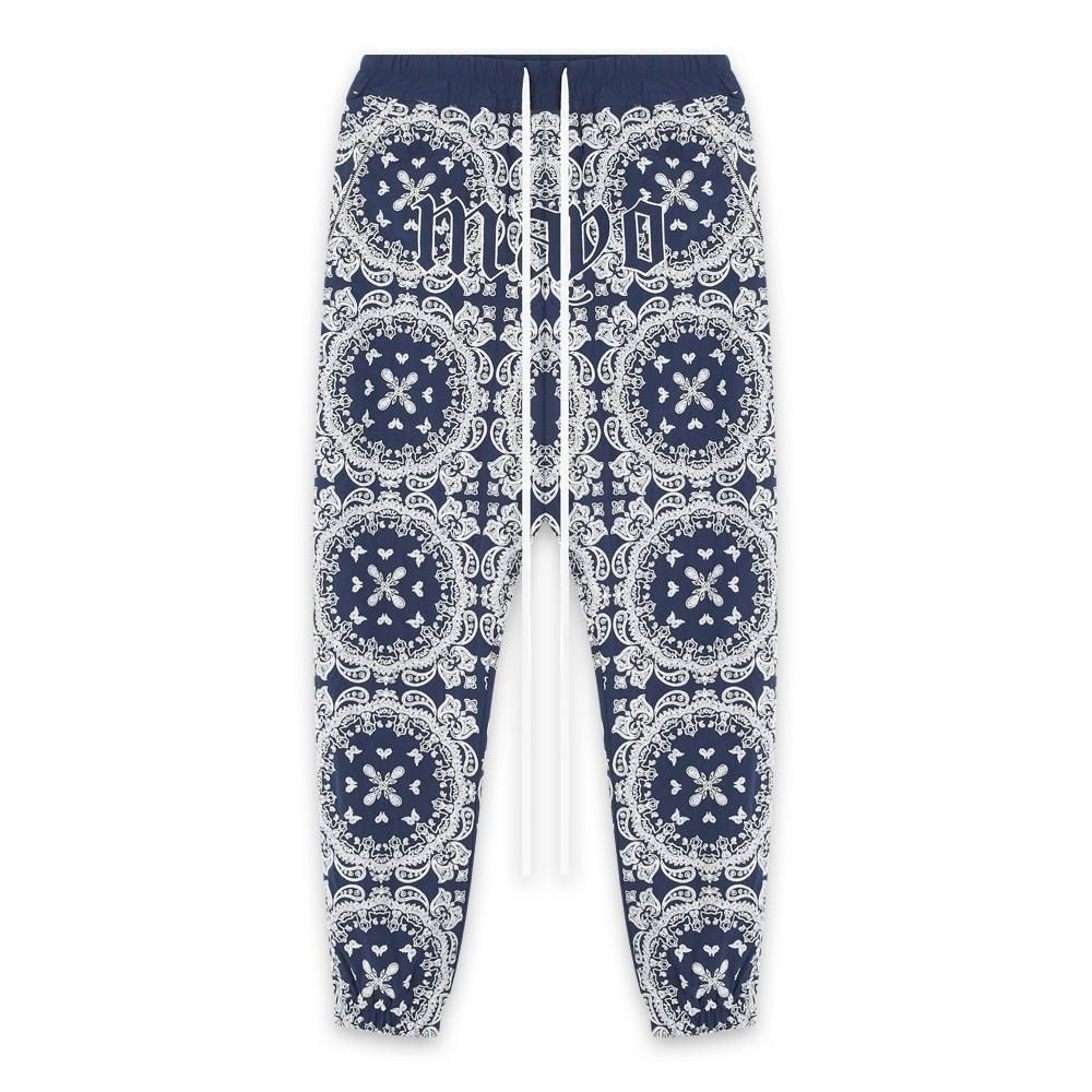 MAYO | PAISLEY EMBROIDERY NYLON LOUNGE PANTS / BLUE