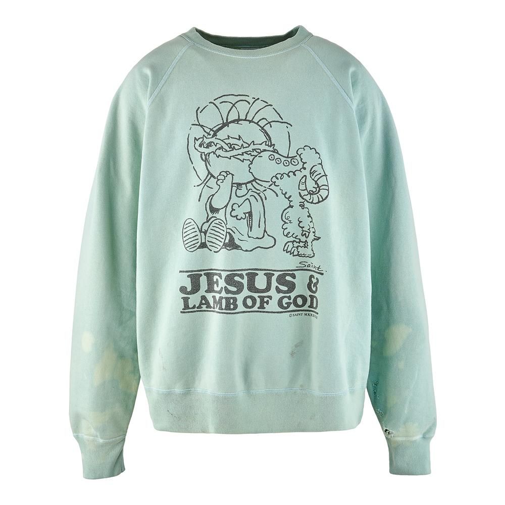 SAINT MXXXXXX | CREW NECK SWEAT SHIRT JESUS / BLUE