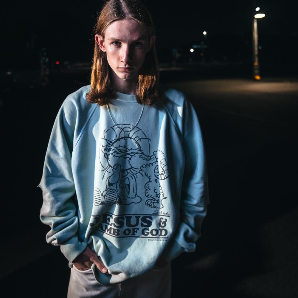 SAINT MXXXXXX | CREW NECK SWEAT SHIRT JESUS / BLUE